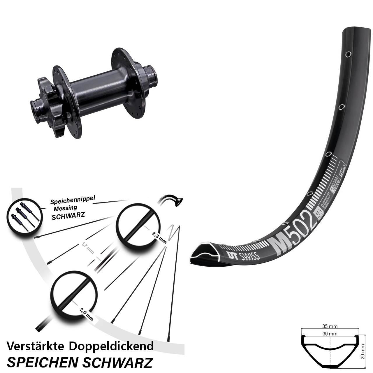 Disc Vorderrad 27,5 Zoll DT Swiss M502 Aivee 15x110 Boost