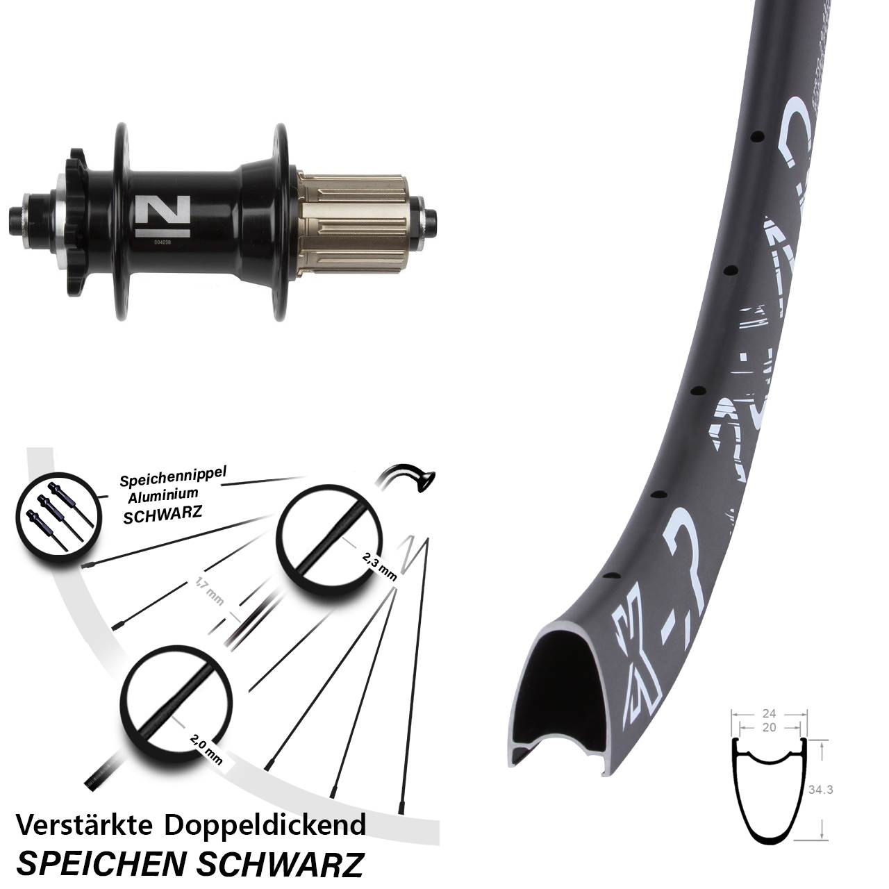 6-Loch Hinterrad für Schnellspanner 28 Zoll KX-R Road Novatec D-042SB 8-11 fach