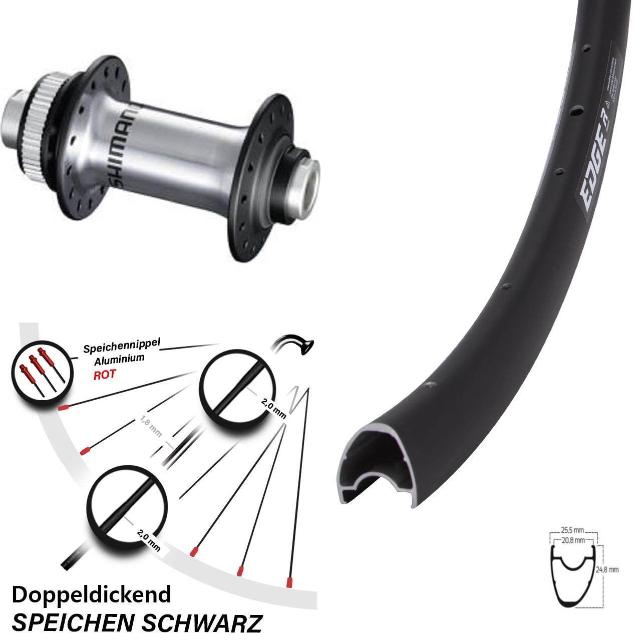 28 Zoll Vorderrad Shimano HB-RS770 Ryde Edge R25 OS Disc Steckachse