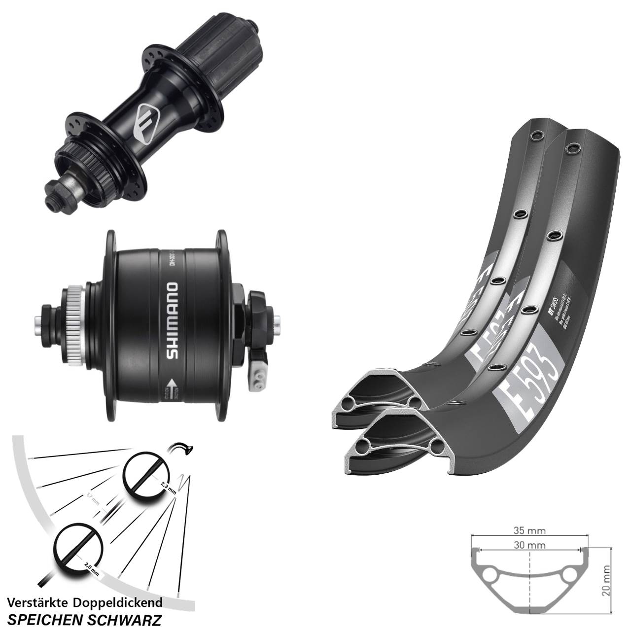 Centerlock Laufradsatz 29 Zoll DT Swiss E593 Formula CL52 Shimano DH-3D37 8-11 fach QR