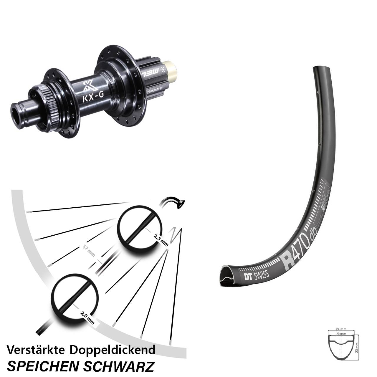 28 Zoll DT Swiss R 470 KX-G Centerlock Hinterrad 12x142 Campagnolo N3W