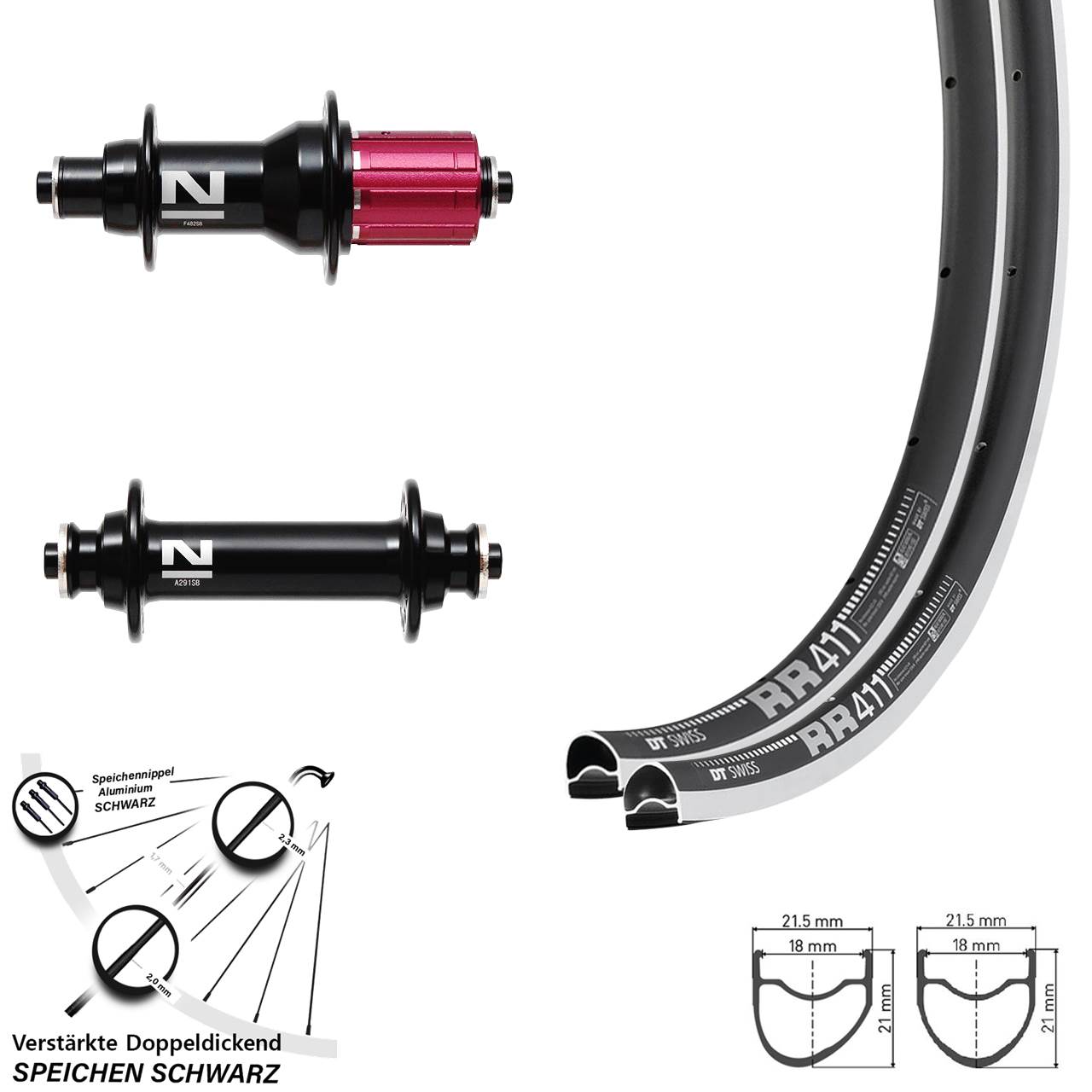 28 Zoll DT Swiss RR411 Novatec 8-12 fach Laufradsatz 5x100/130
