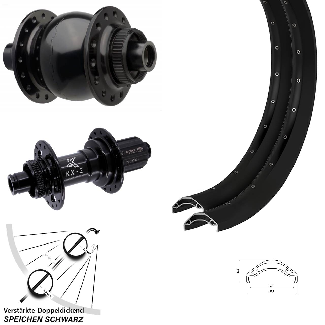 29 Zoll Ryde Disc 35 KX-E SON 28 Laufrad-Satz 15x110 12x148 8-12 fach HG