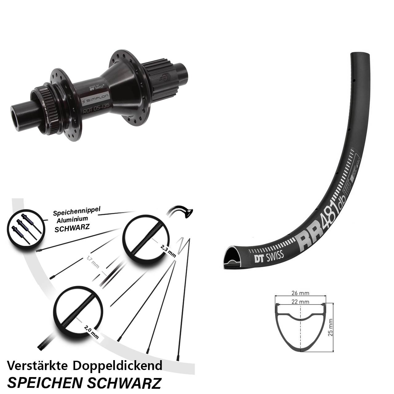 DT Swiss RR481 DT Swiss 370 Hybrid 28 Zoll Disc Laufrad 12x142 Shimano Micro Spline