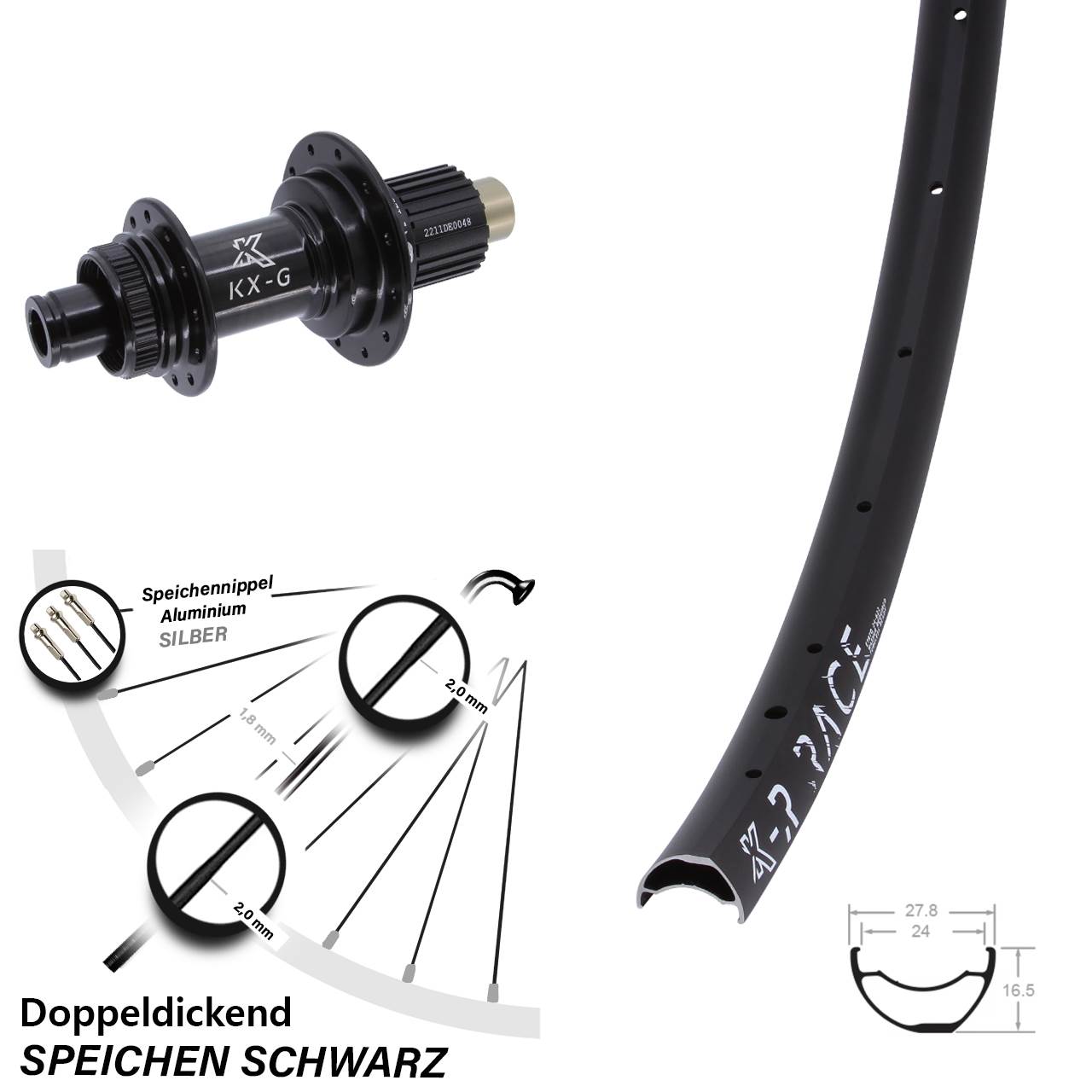 28 Zoll Hinterrad R Race KX-G Micro Spline 12x142