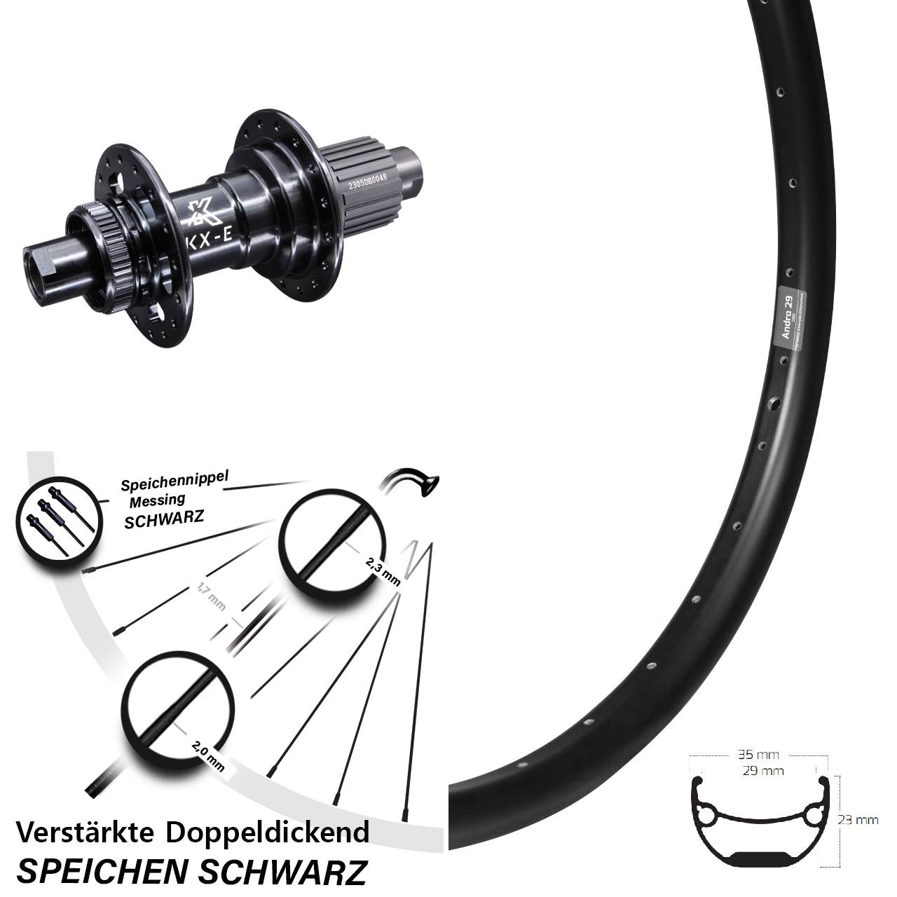 Ryde Andra 29 KX-E 26 Zoll Disc Hinterrad 12x142 Micro Spline