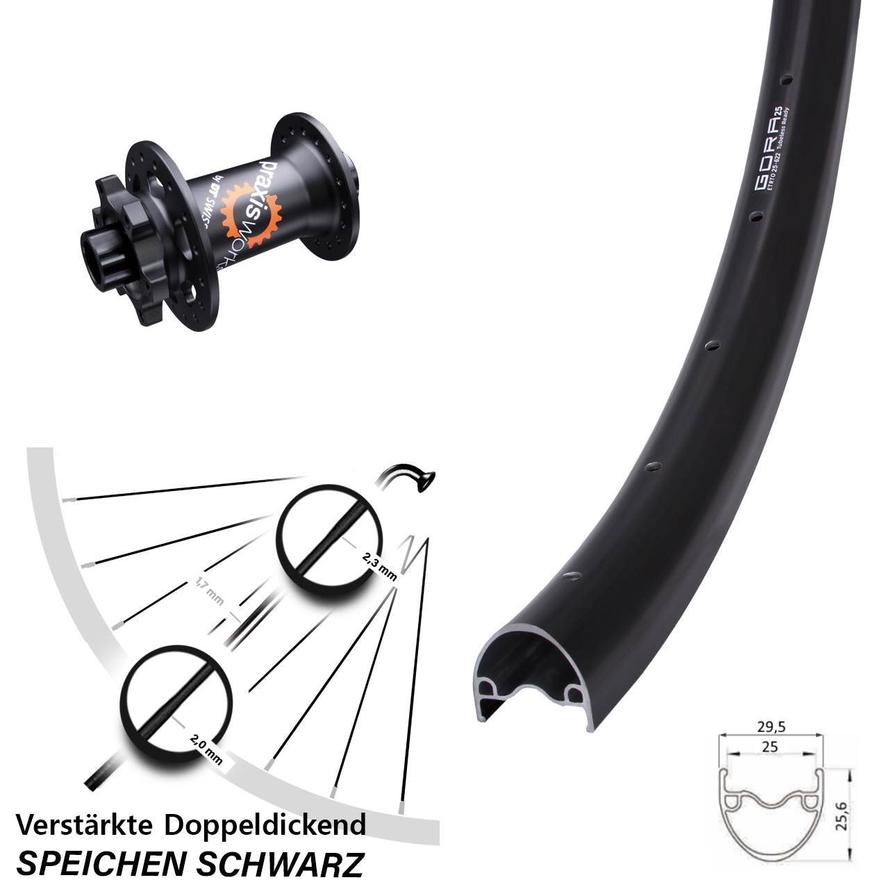 28 Zoll Gora 25 DT Swiss 350 SL Disc Vorderrad 15x100