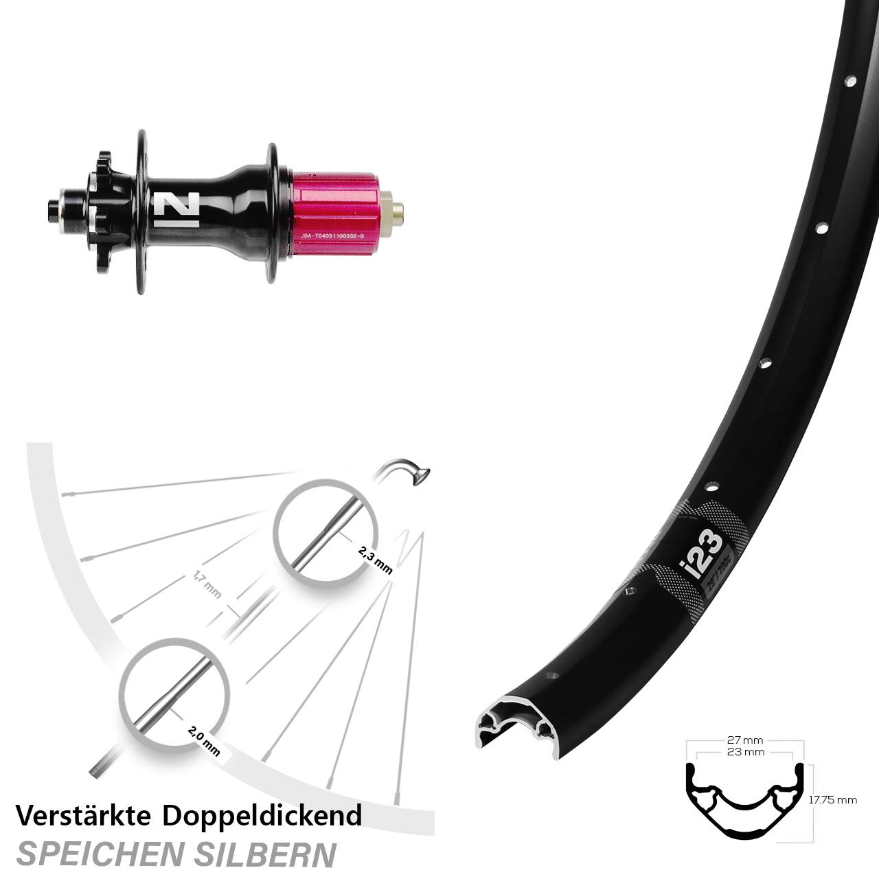 Disc Laufrad für Schnellspanner 29 Zoll WTB i23 ST Novatec D792 8-12 fach