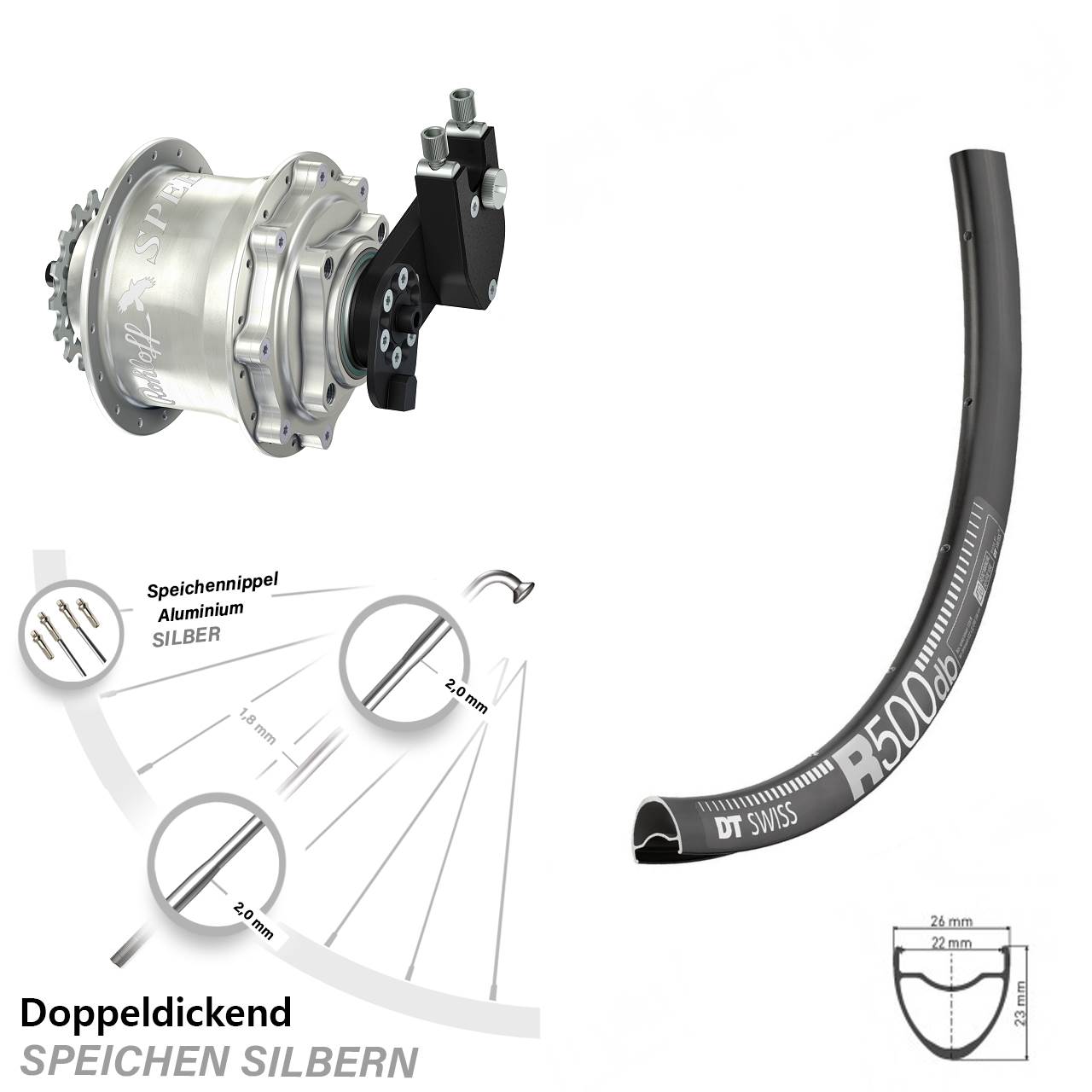 28-29 Zoll DT Swiss R 500 Rohloff CC DB OEM Tandem
