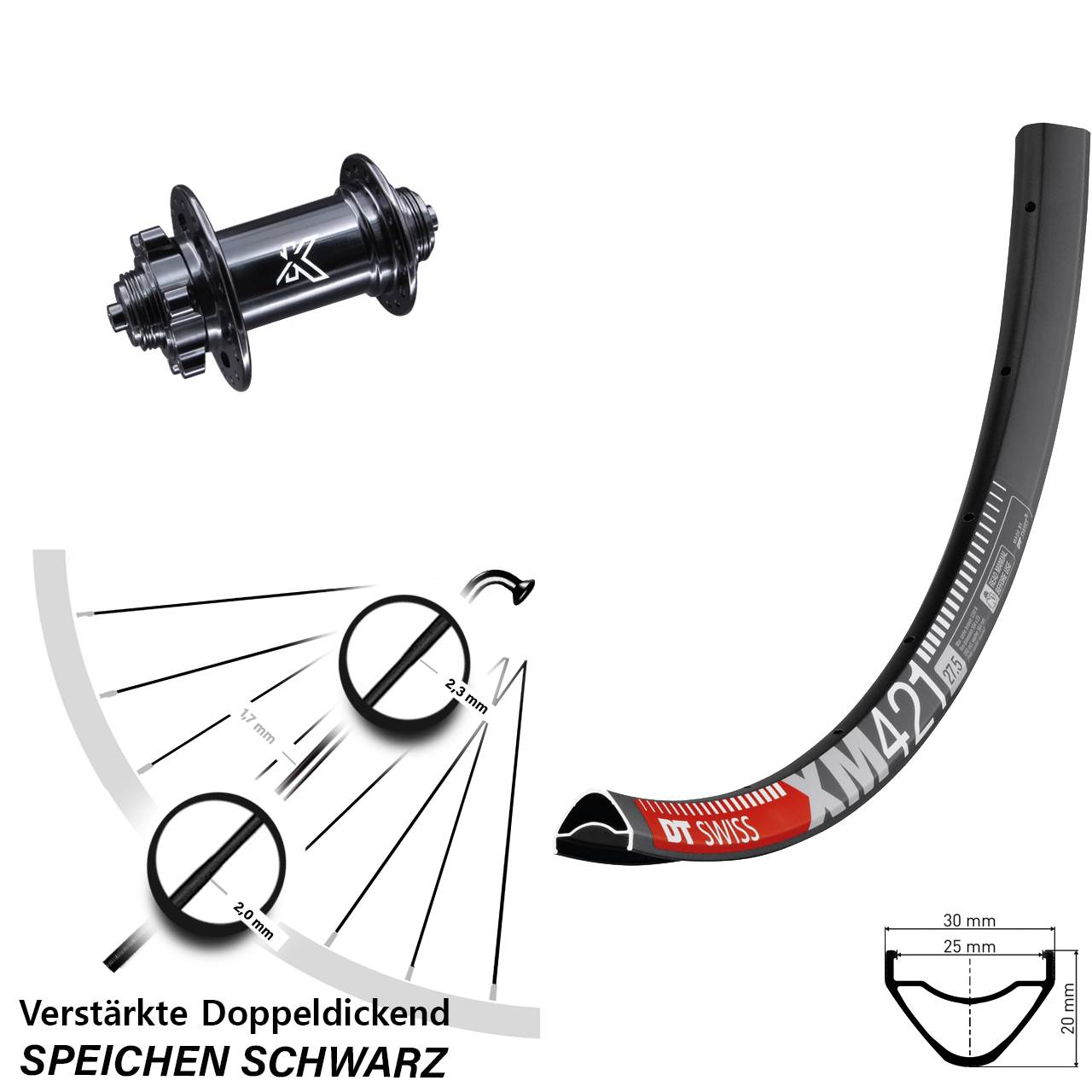 Disc Vorderrad 29 Zoll DT Swiss XM 421 KX-M QR