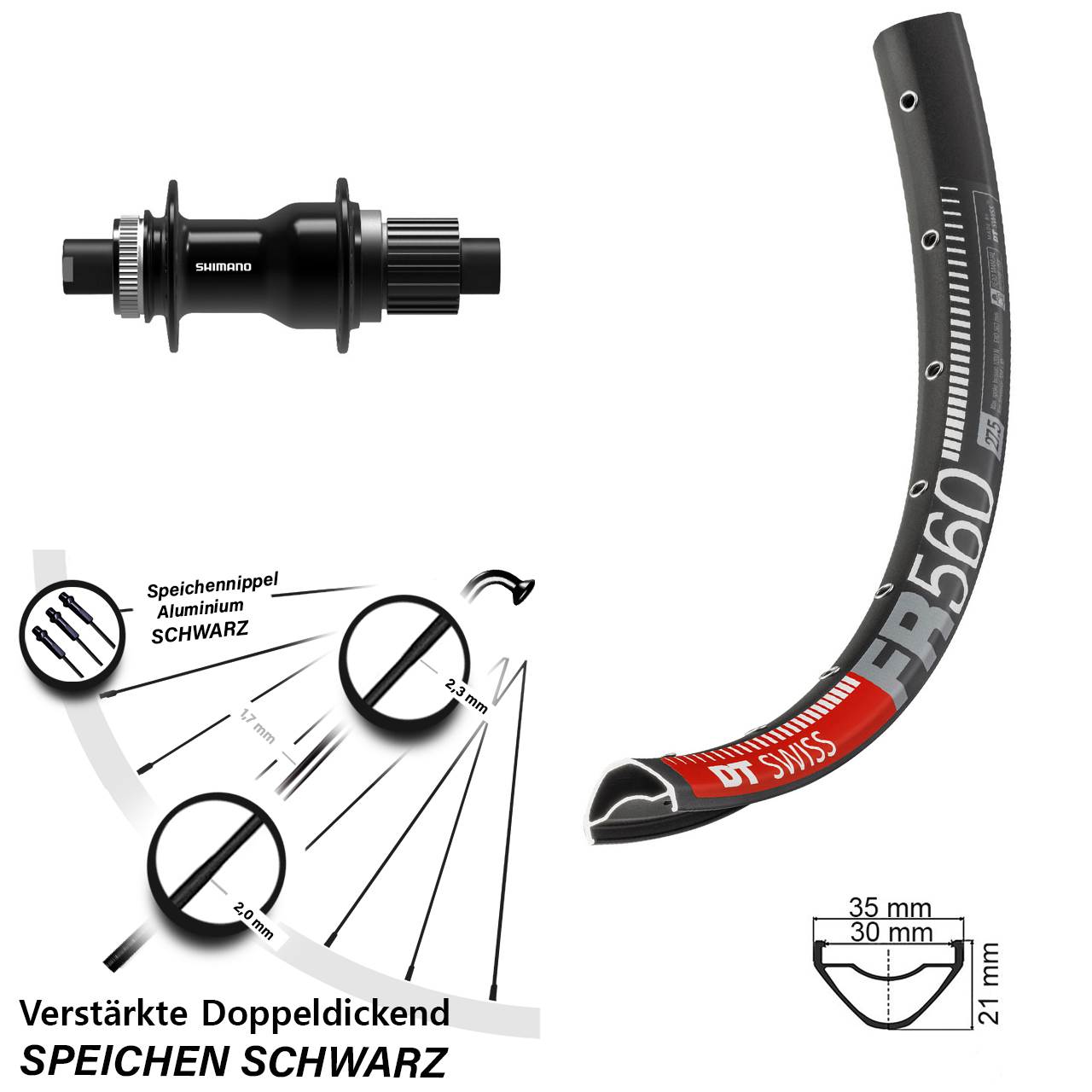 Disc Laufrad 26 Zoll DT Swiss FR560 Shimano FH-TC500-B Boost Micro Spline 12x148