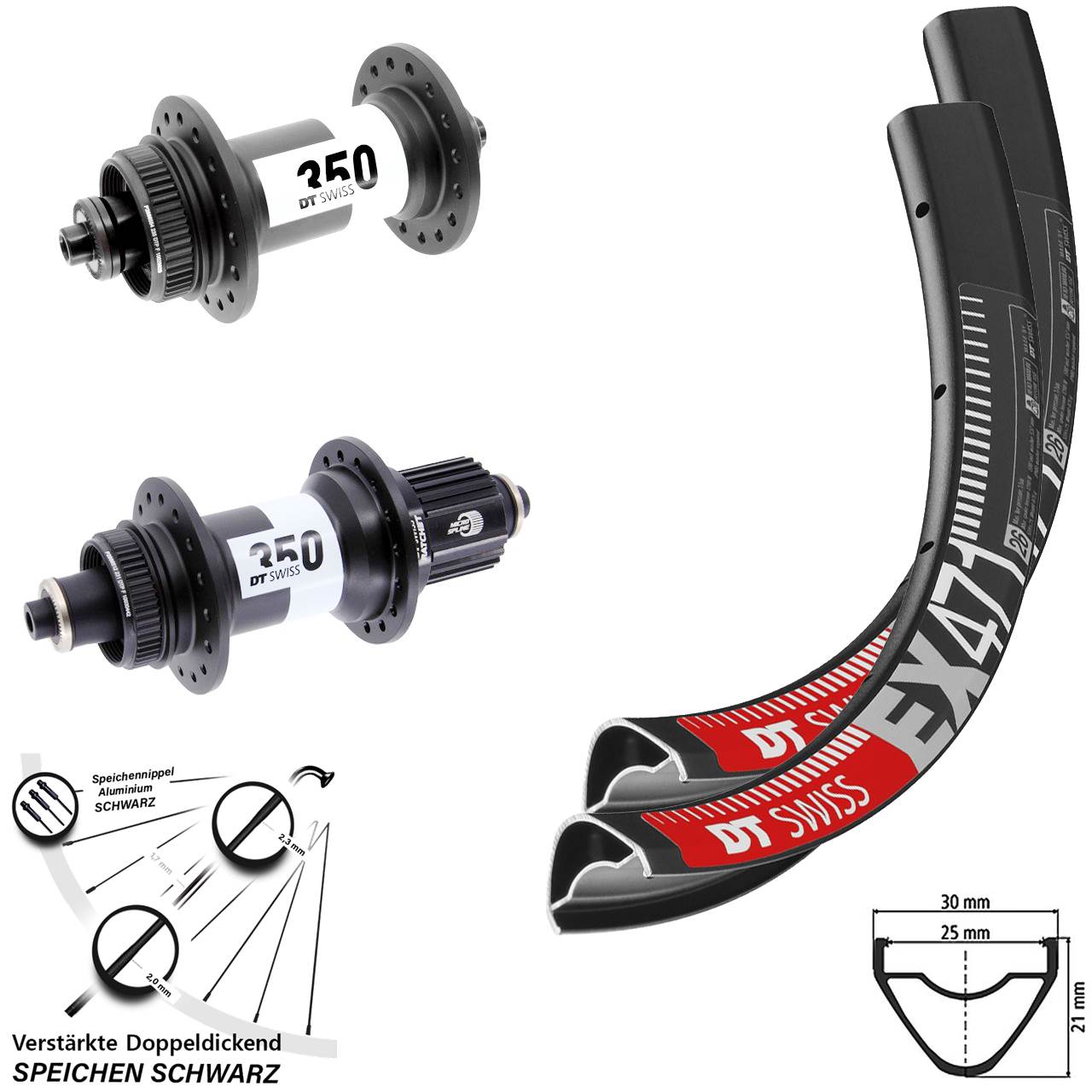 Disc Laufrad-Satz für Schnellspanner 29 Zoll DT Swiss EX471 350 Shimano Micro Spline