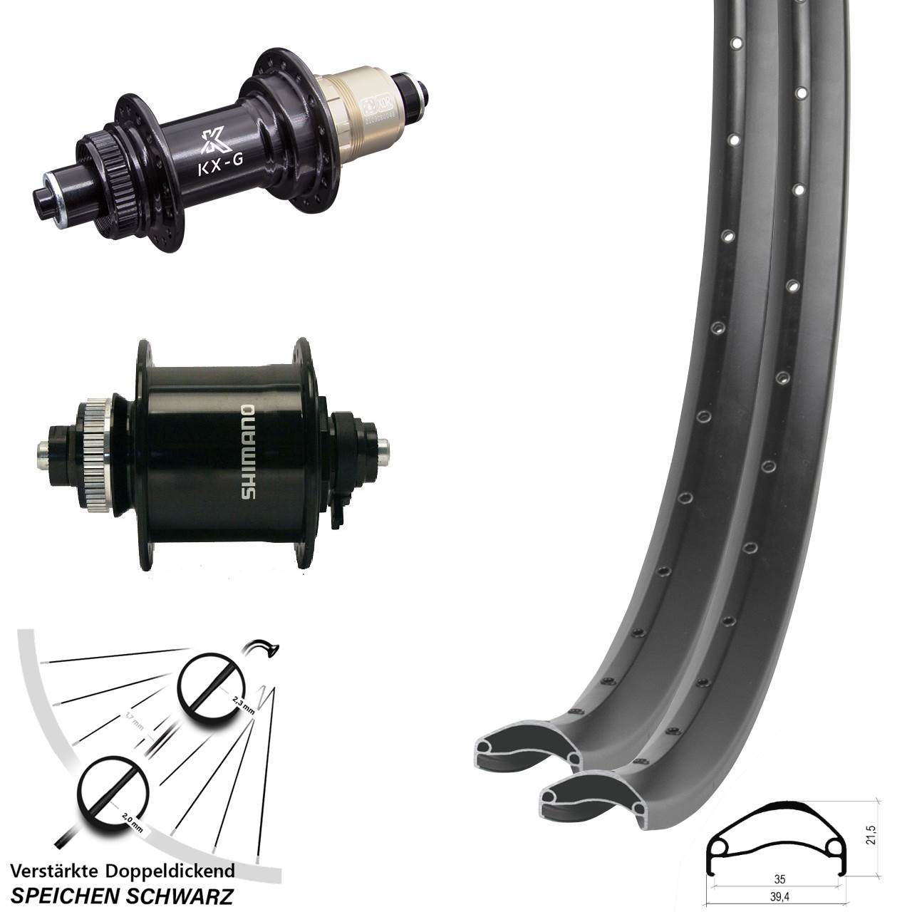Ambrosio E35 KX-G Shimano DH-UR700 29 Zoll Disc Laufradsatz für Schnellspanner SRAM XDR