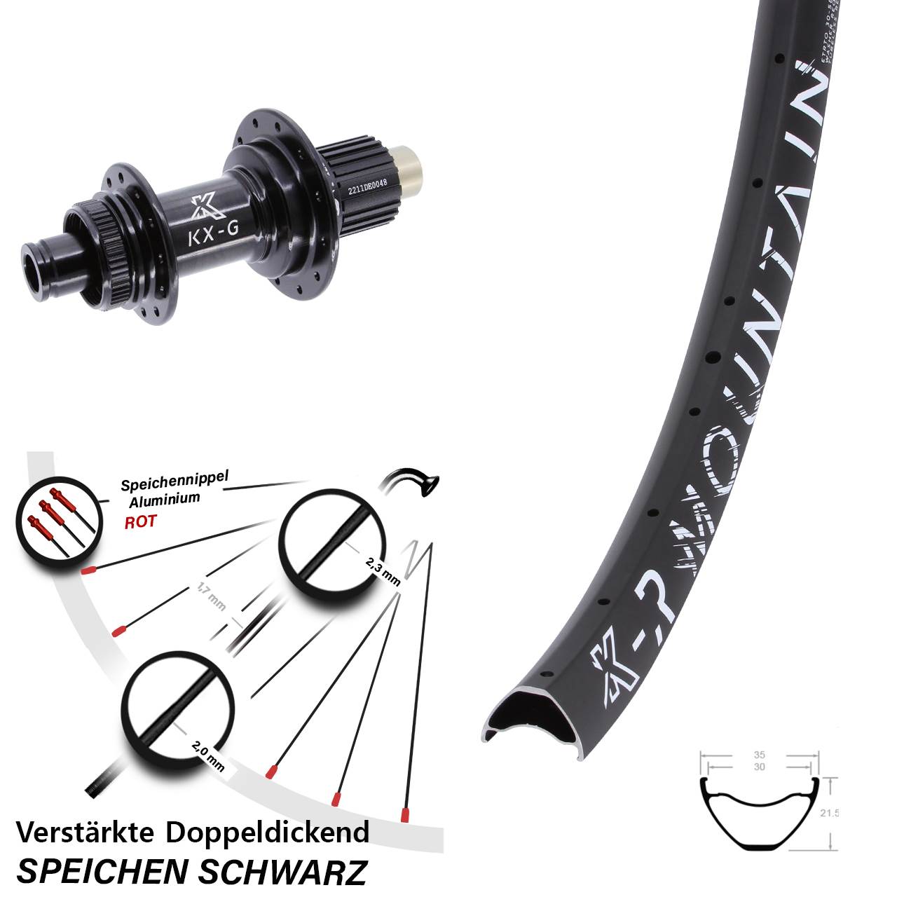 650B KX-R Mountain Sapim E-Light Centerlock Hinterrad Shimano Micro Spline