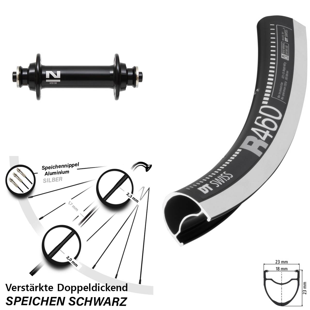 Vorderrad für Schnellspanner 28 Zoll DT Swiss R 460 Novatec A291SB
