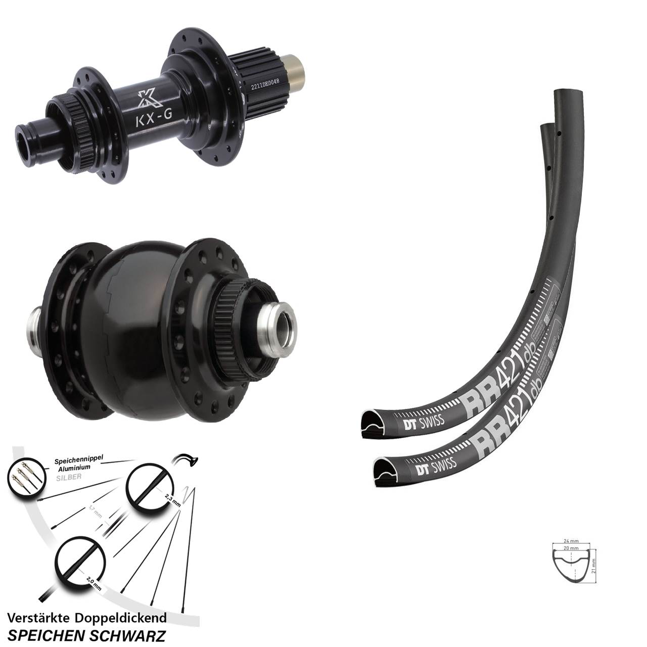 Centerlock Laufradsatz 28 Zoll DT Swiss RR421 KX-G SON delux Micro Spline 12x100/142