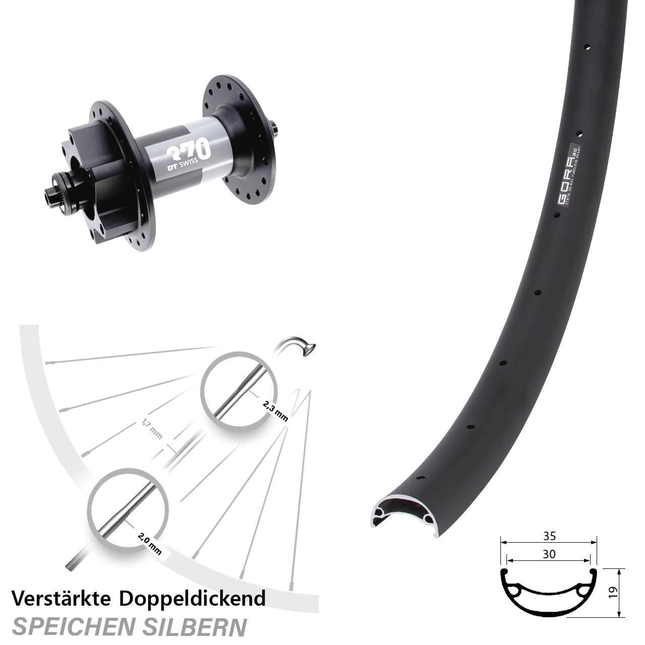 Vorderrad 6-Loch QR 29 Zoll Gora 30 DT Swiss 370