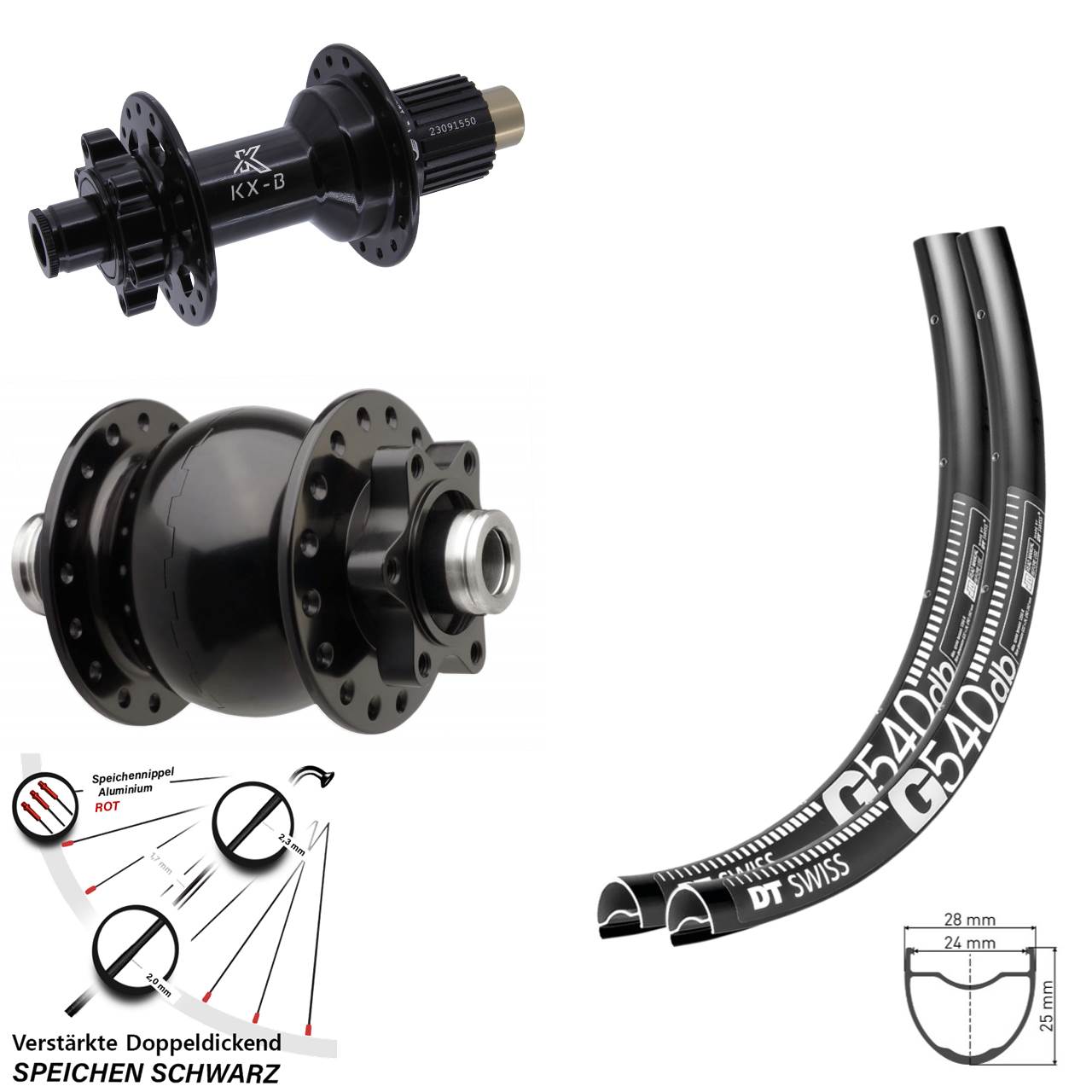 Boost Disc Laufradsatz 12x110/148 27,5 Zoll DT Swiss G540 KX-B SON 28 Shimano Micro Spline