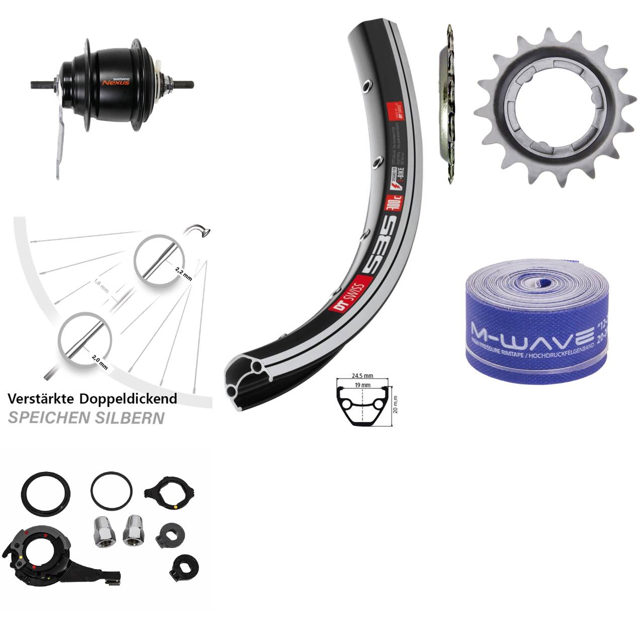 DT Swiss 535 Hinterrad 28 Zoll Shimano Nexus 8 Gang Rücktritt
