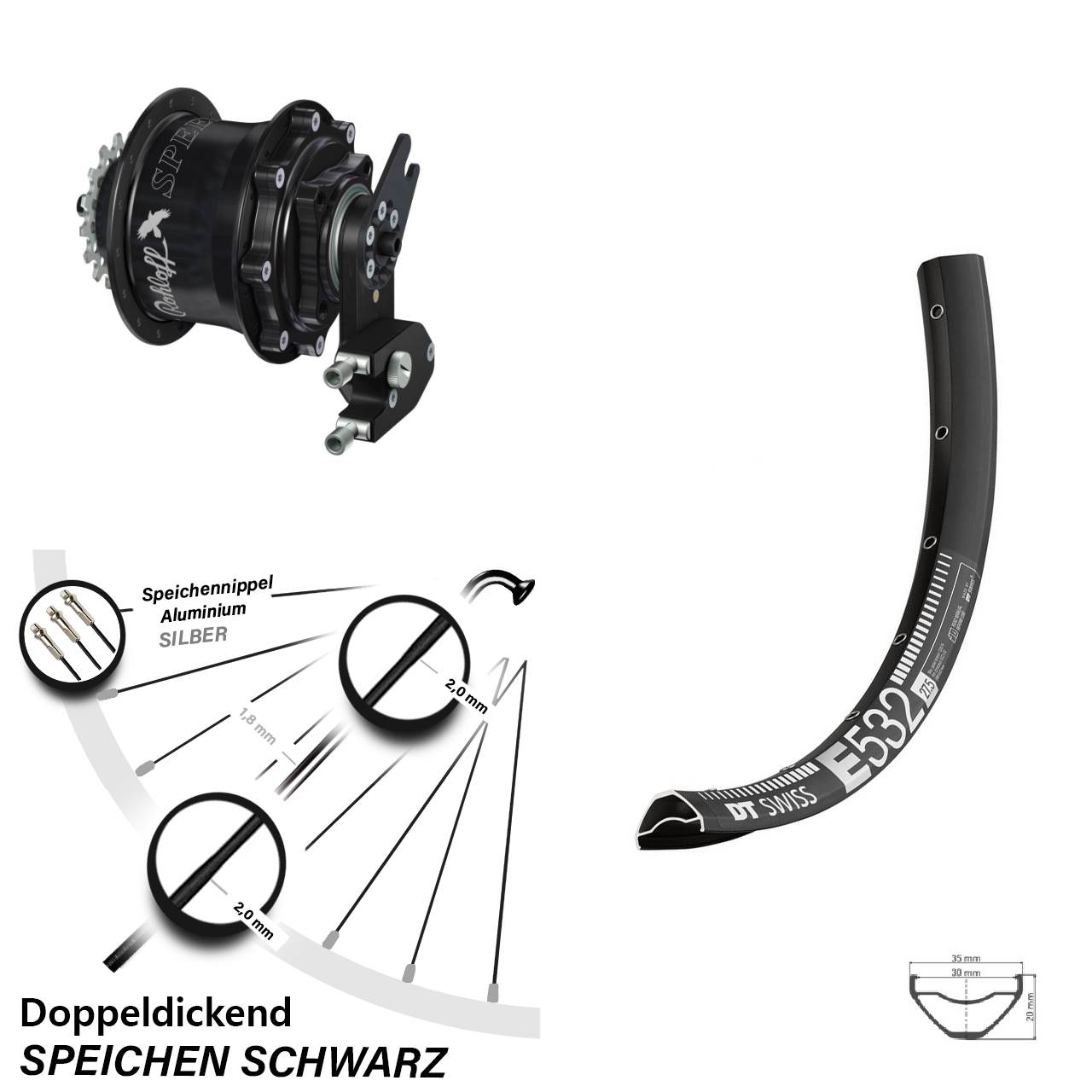 27,5 Zoll DT Swiss E532 Rohloff Speedhub CC DB OEM2 Tandem