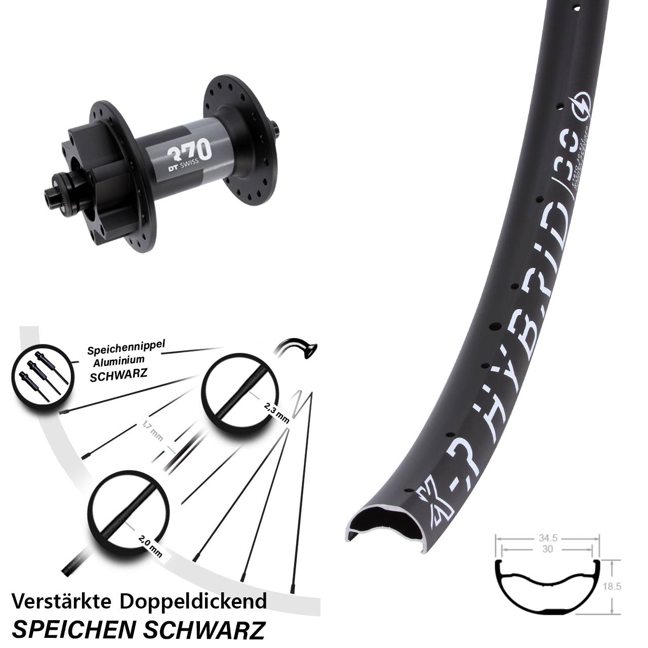 KX-R Hybrid 30 DT Swiss 370 29 Zoll 6-Loch Vorderrad QR
