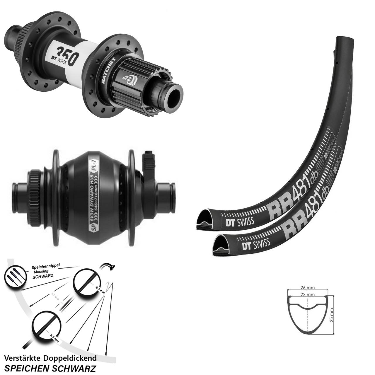 28 Zoll DT Swiss RR481 350 SP PL-7 Micro Spline Centerlock Laufradsatz 12x100/142