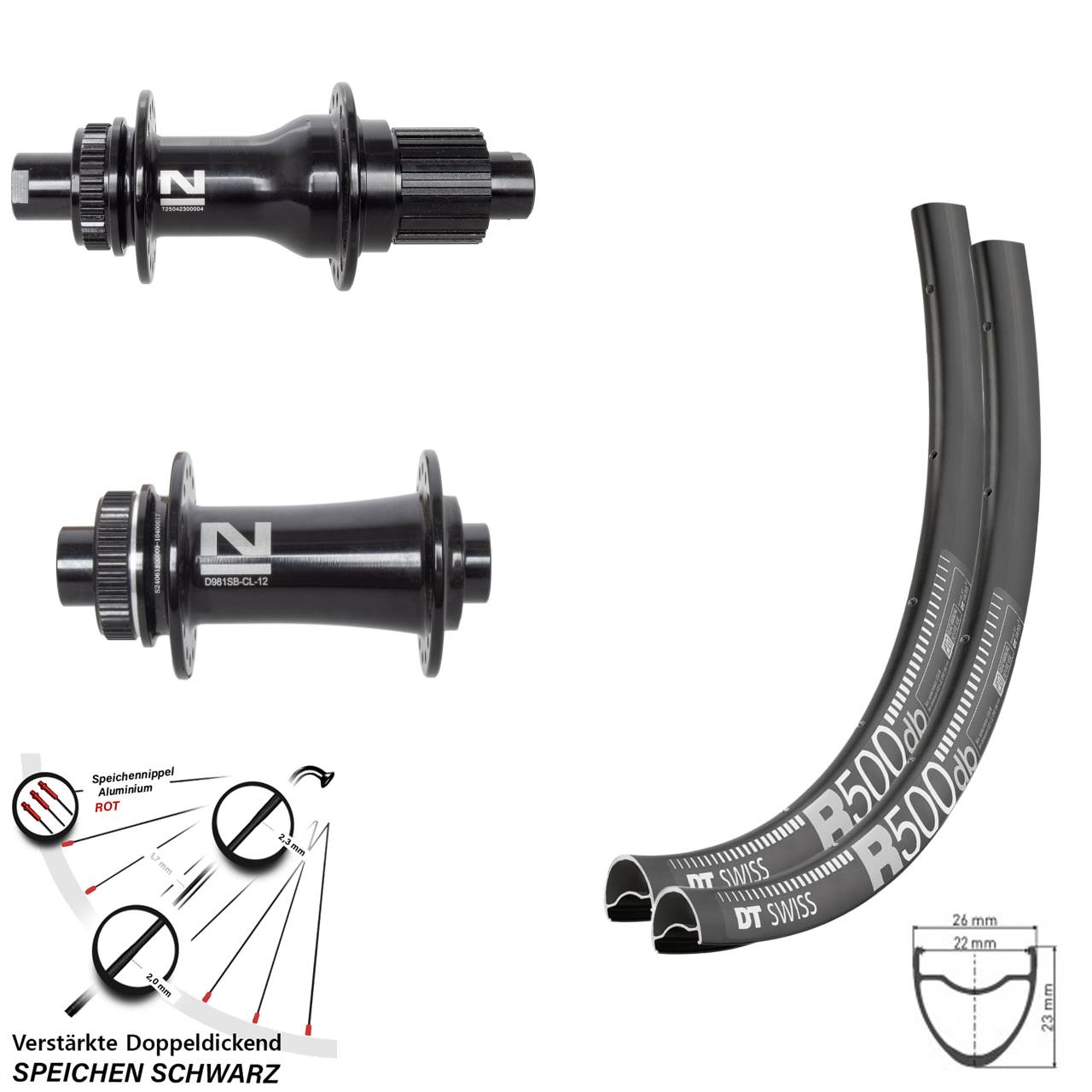 29 Zoll DT Swiss R500 Novatec D792 D981 Disc Laufradsatz 12x100/142 Micro Spline