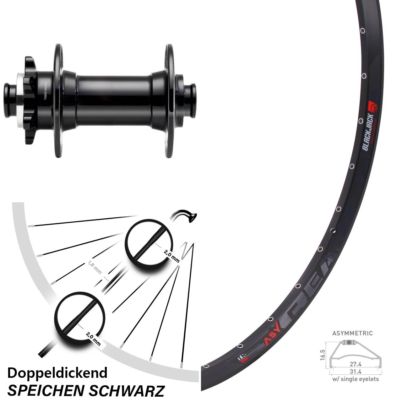 27,5 Zoll Vorderrad Novatec D341 Boost 6-Loch 15x110 mm Rodi Ready 27 Steckachse