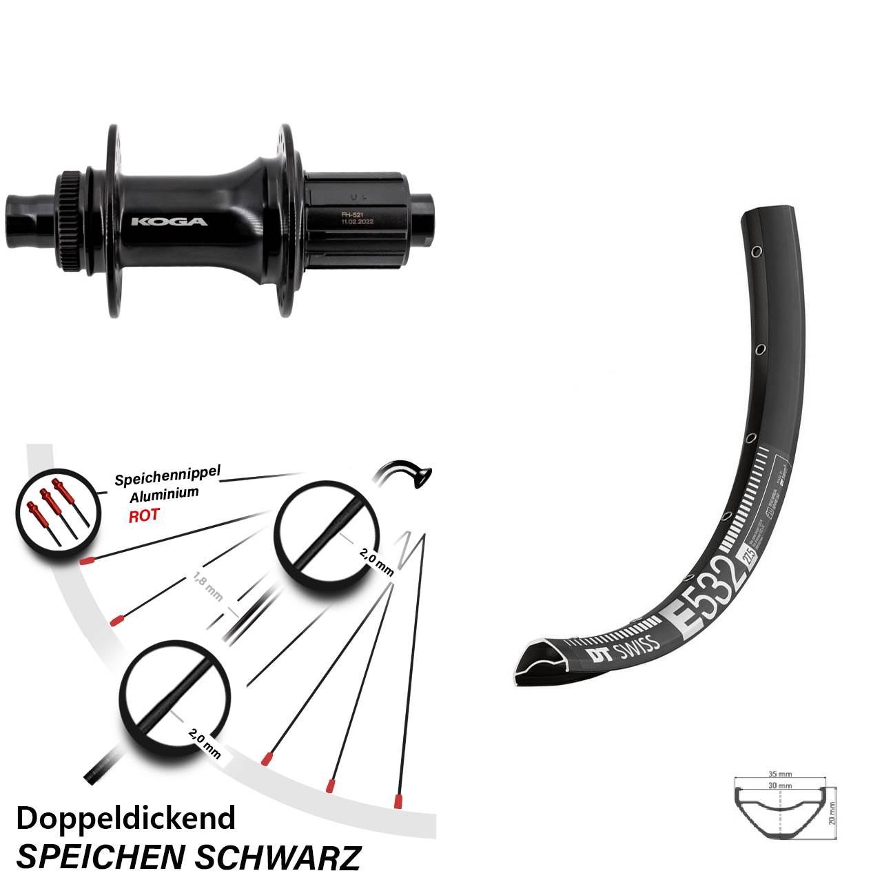 27,5 Zoll DT Swiss E 532 Formula ECT-148S Disc Laufrad 12x148 8-11 fach HG