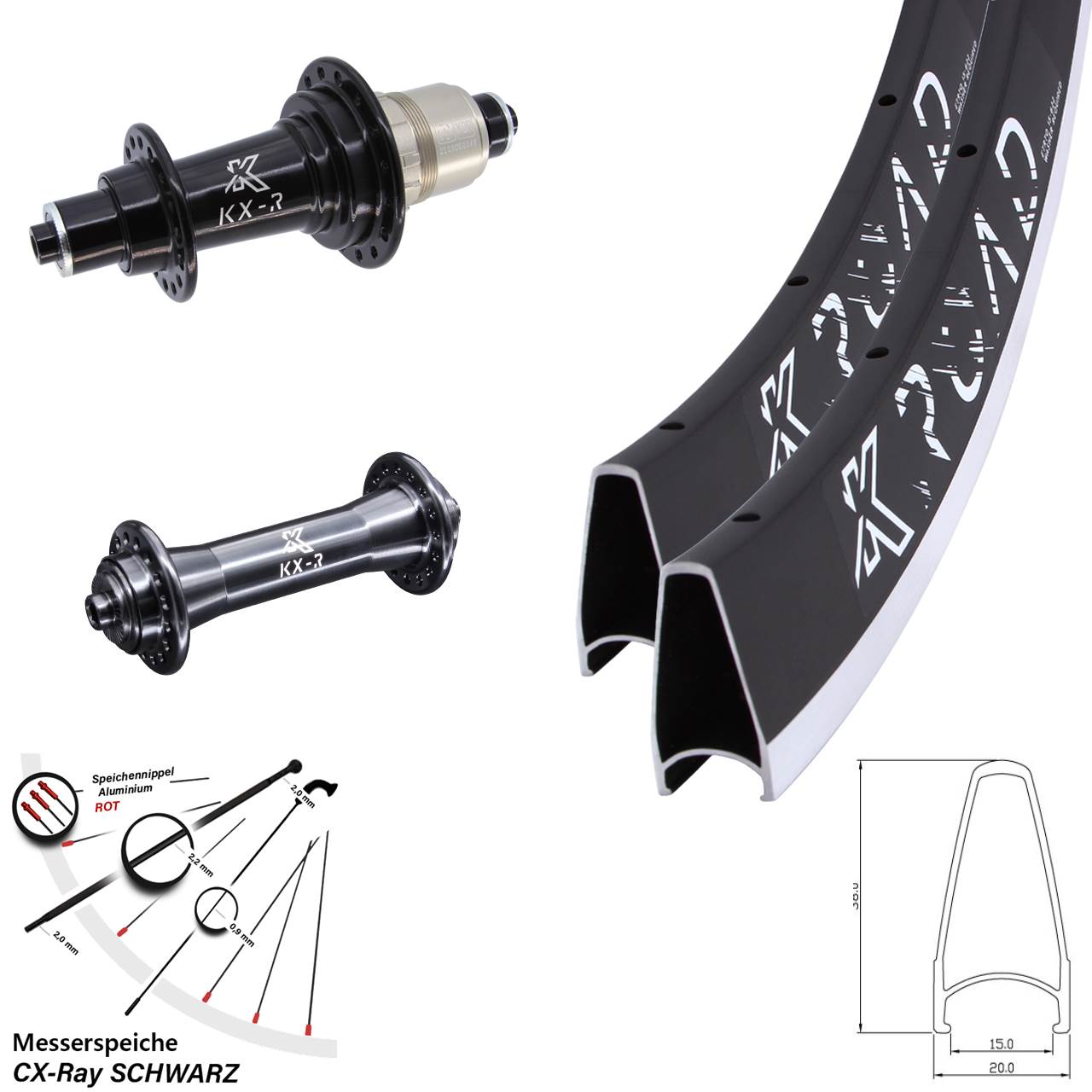 28 Zoll KX-R Laufradsatz für Schnellspanner XDR 11-12 fach CX-Ray