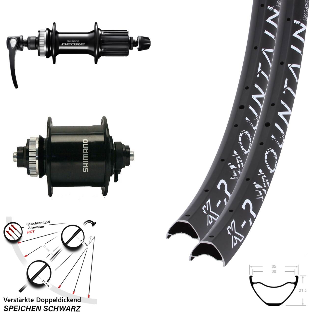 29 Zoll KX-R Mountain Shimano DH-UR700 FH-M6000 Disc Laufradsatz QR 8-11 fach