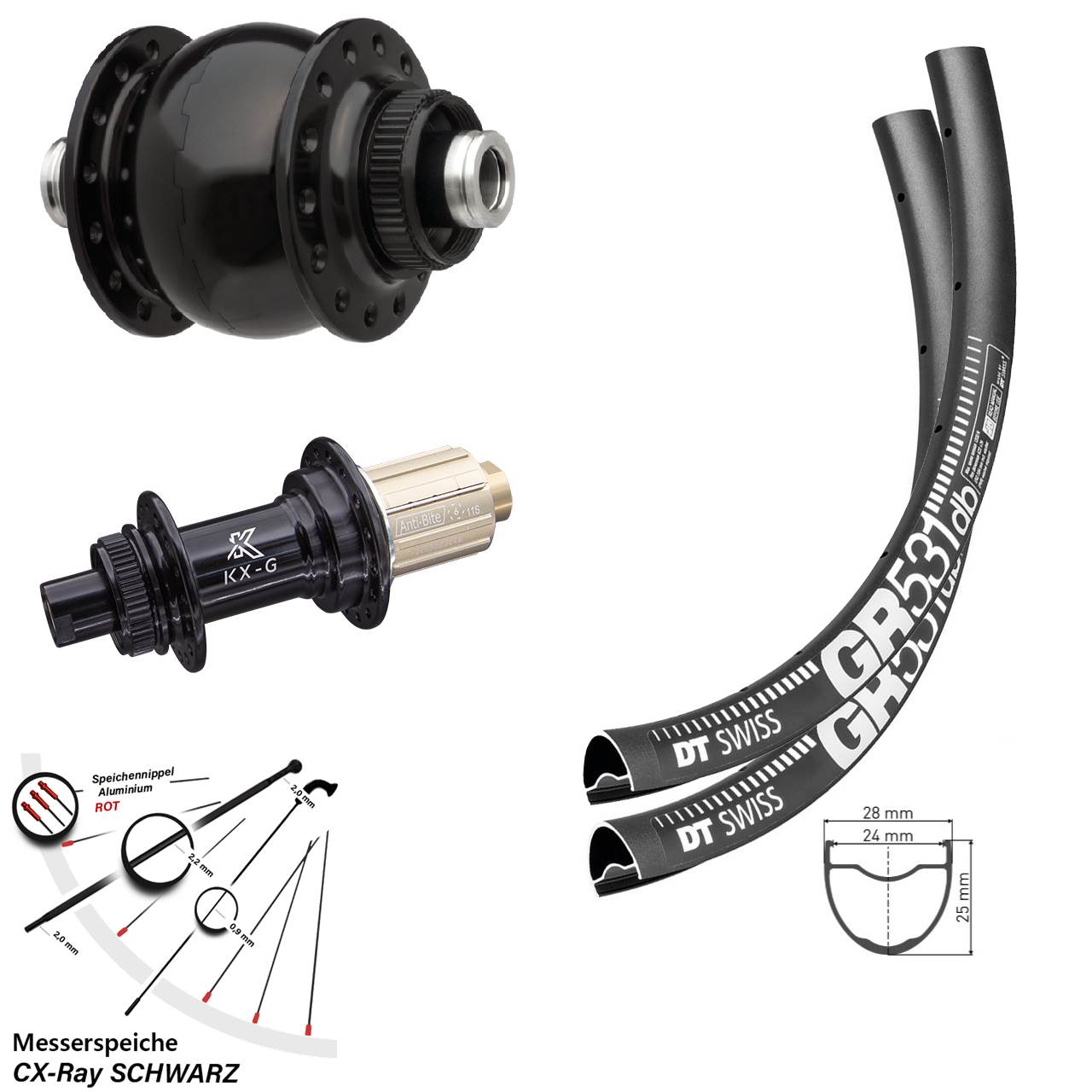 DT Swiss GR 531 KX-G SON 28 Zoll Centerlock Laufradsatz 12x100/142 8-12 fach CX-Ray