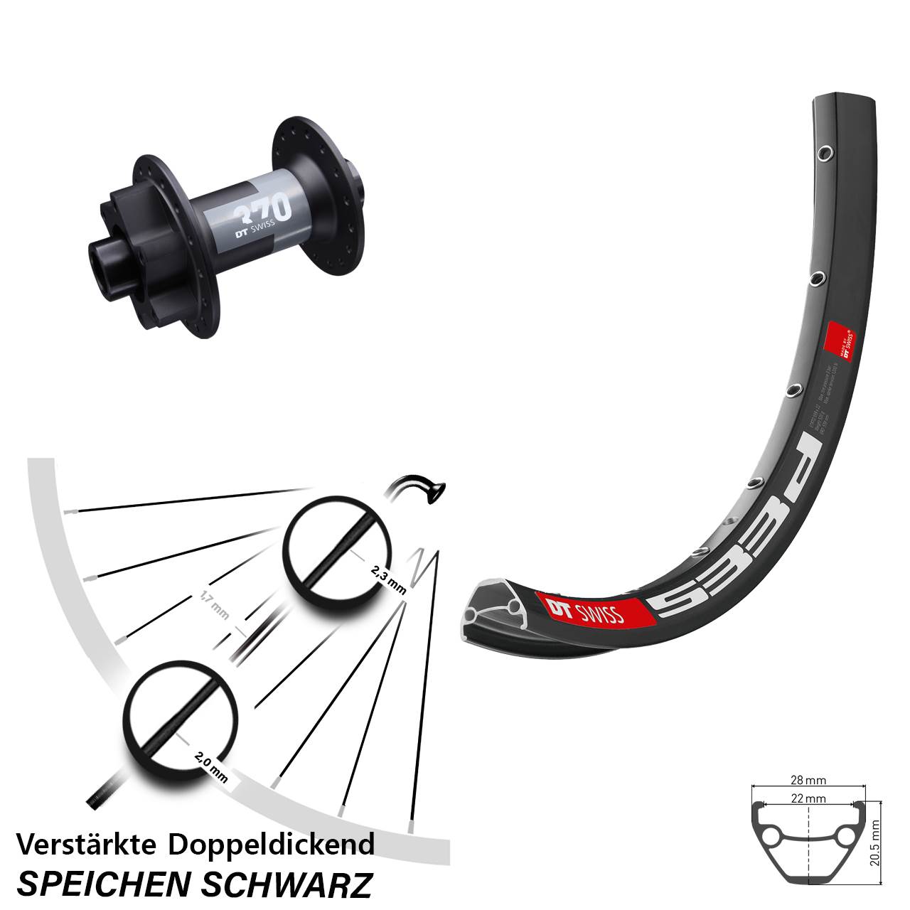 Disc Laufrad 15x100 26 Zoll DT Swiss 533d-370