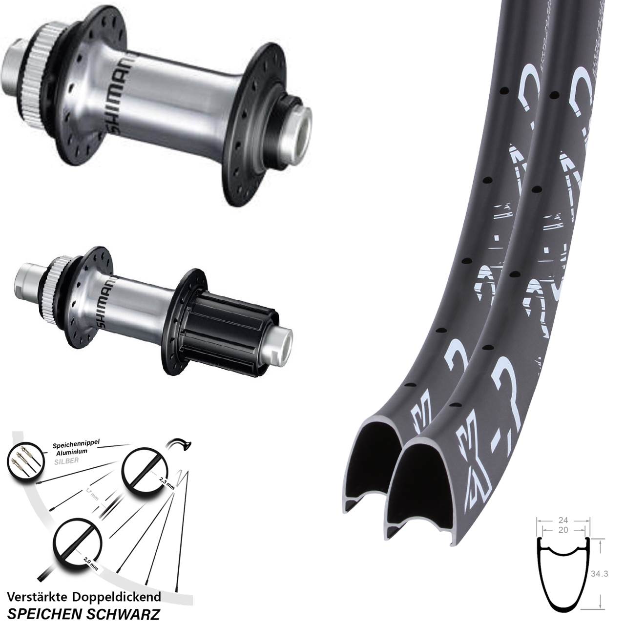 Laufradsatz Centerlock 12x100/142 28 Zoll KX-R Road Shimano FH-RS770 8-12 fach