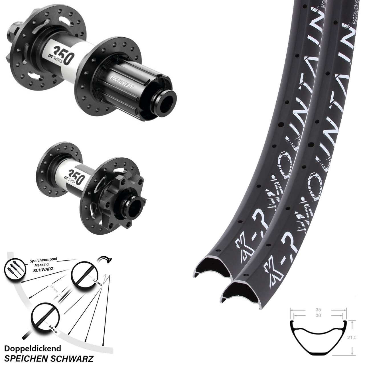 Laufradsatz 6-Loch 29 Zoll KX-R Mountain DT Swiss 350 8-11 fach HG 15x100 12x142