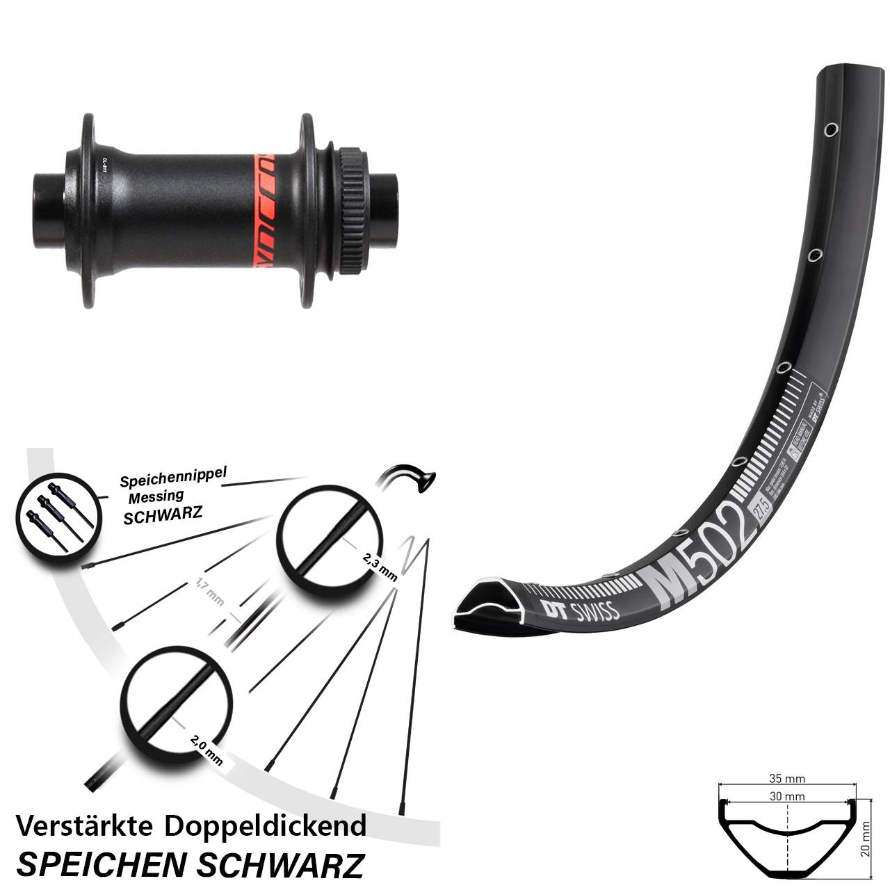 29 Zoll DT Swiss M 502 Formula Vorderrad Centerlock 15x110 Boost