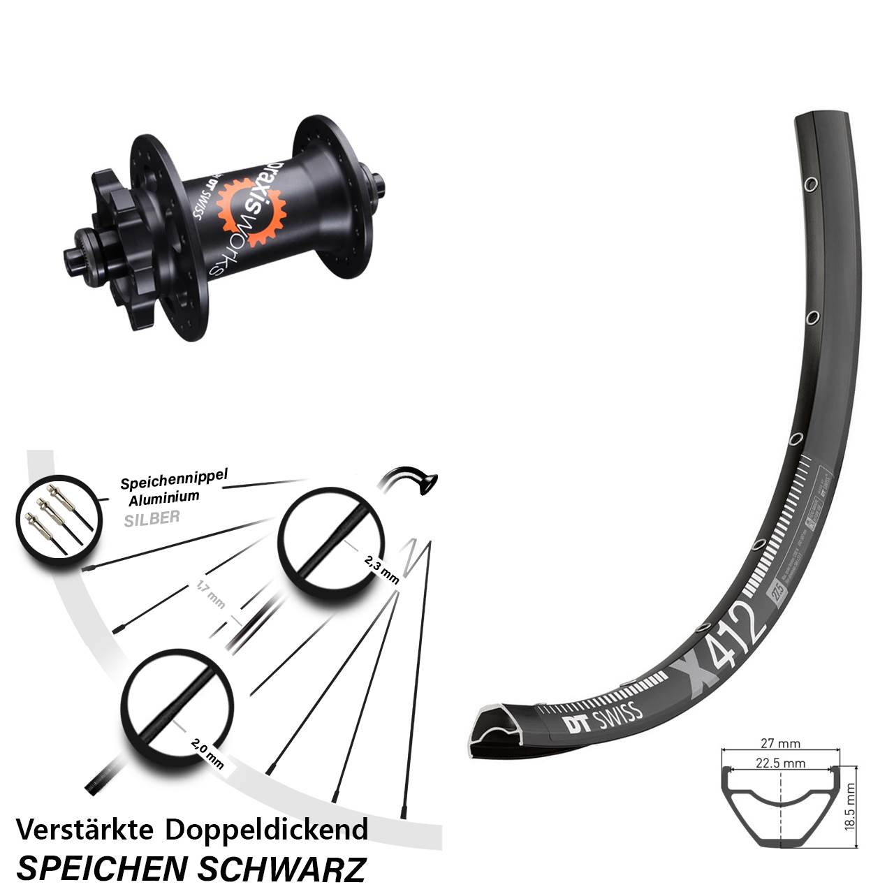 29 Zoll Vorderrad 6-Loch für Schnellspanner DT Swiss X 412-350