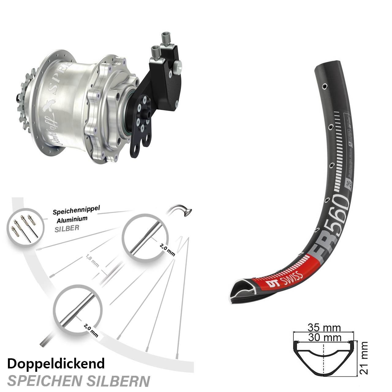 Disc Hinterrrad 26 Zoll DT Swiss FR560 Rohloff Speedhub 500/14 CC DB Tandem