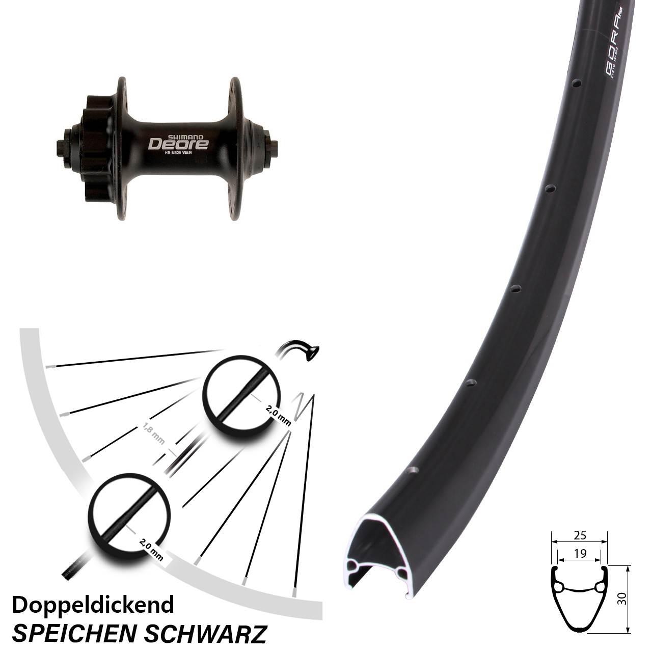 Gora Plus Shimano Deore 28 Zoll Disc Vorderrad QR