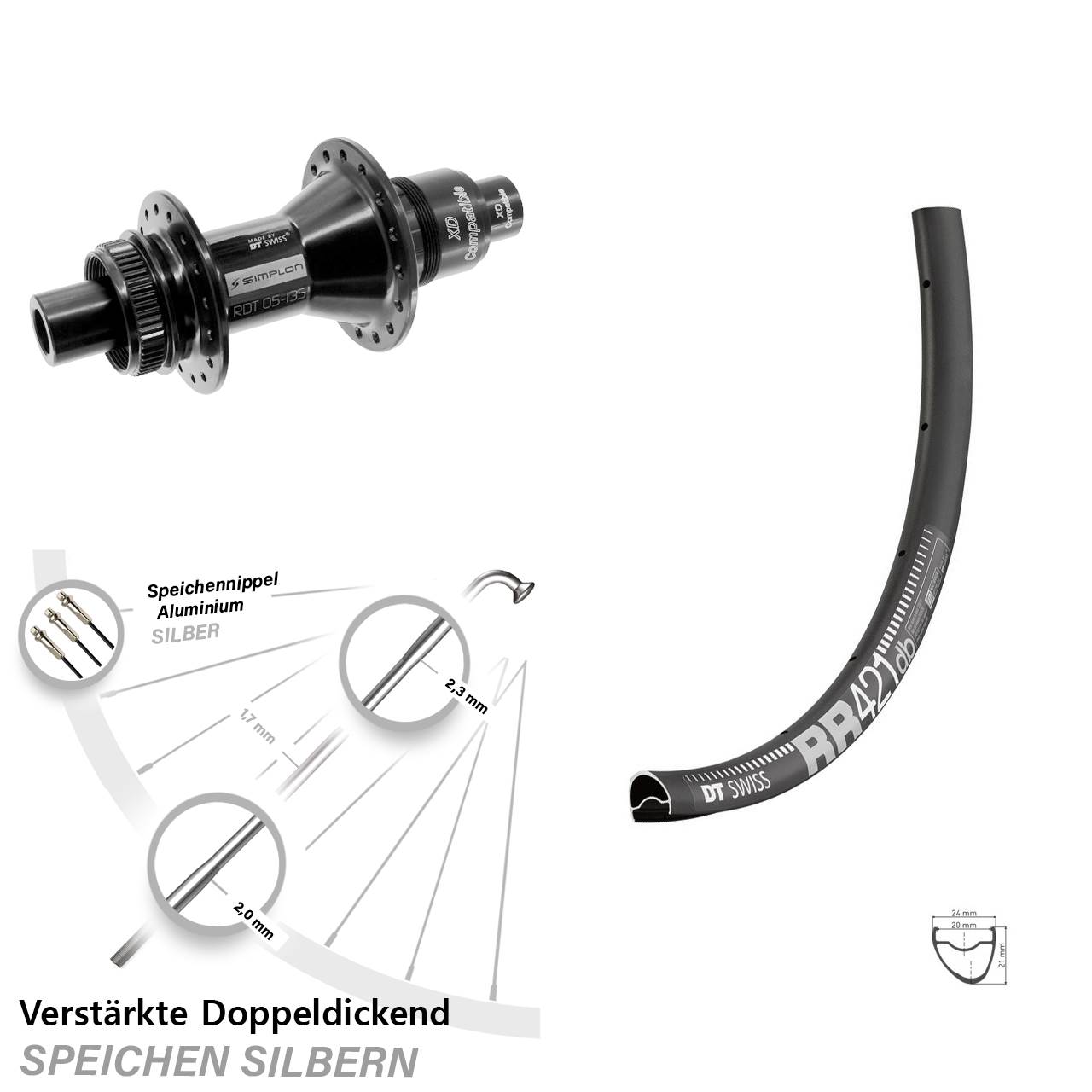 Disc Laufrad 12x142 28 Zoll DT Swiss RR421 DT Swiss 370 XD 11-12 fach