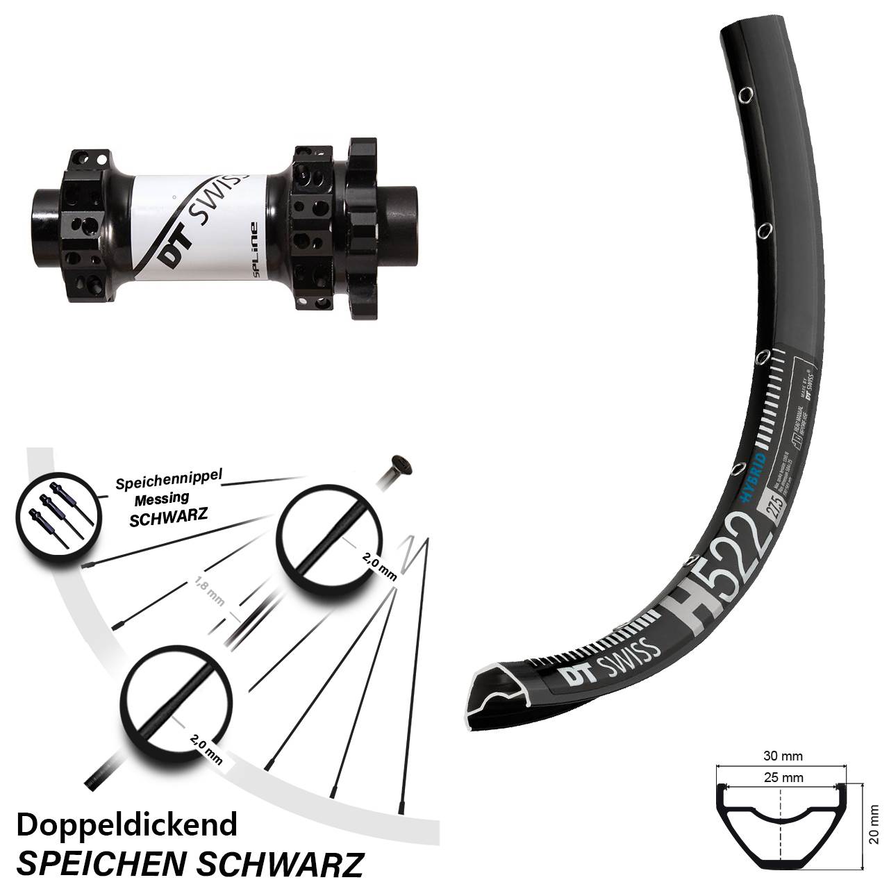 DT Swiss H552 X1900 Vorderrad 27,5 Zoll 6-Loch 15 mm Straightpull