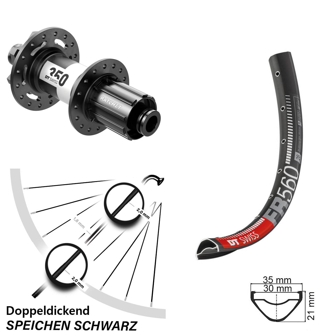 Disc Hinterrad 12x150 (DH alt) 26 Zoll DT Swiss FR 560-350 DH 8-11 fach HG