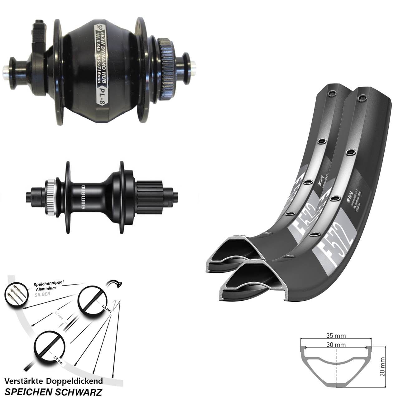 Centerlock Laufradsatz 29 Zoll DT Swiss F 572 Shimano MT500 Shutter PL-8 Micro Spline QR