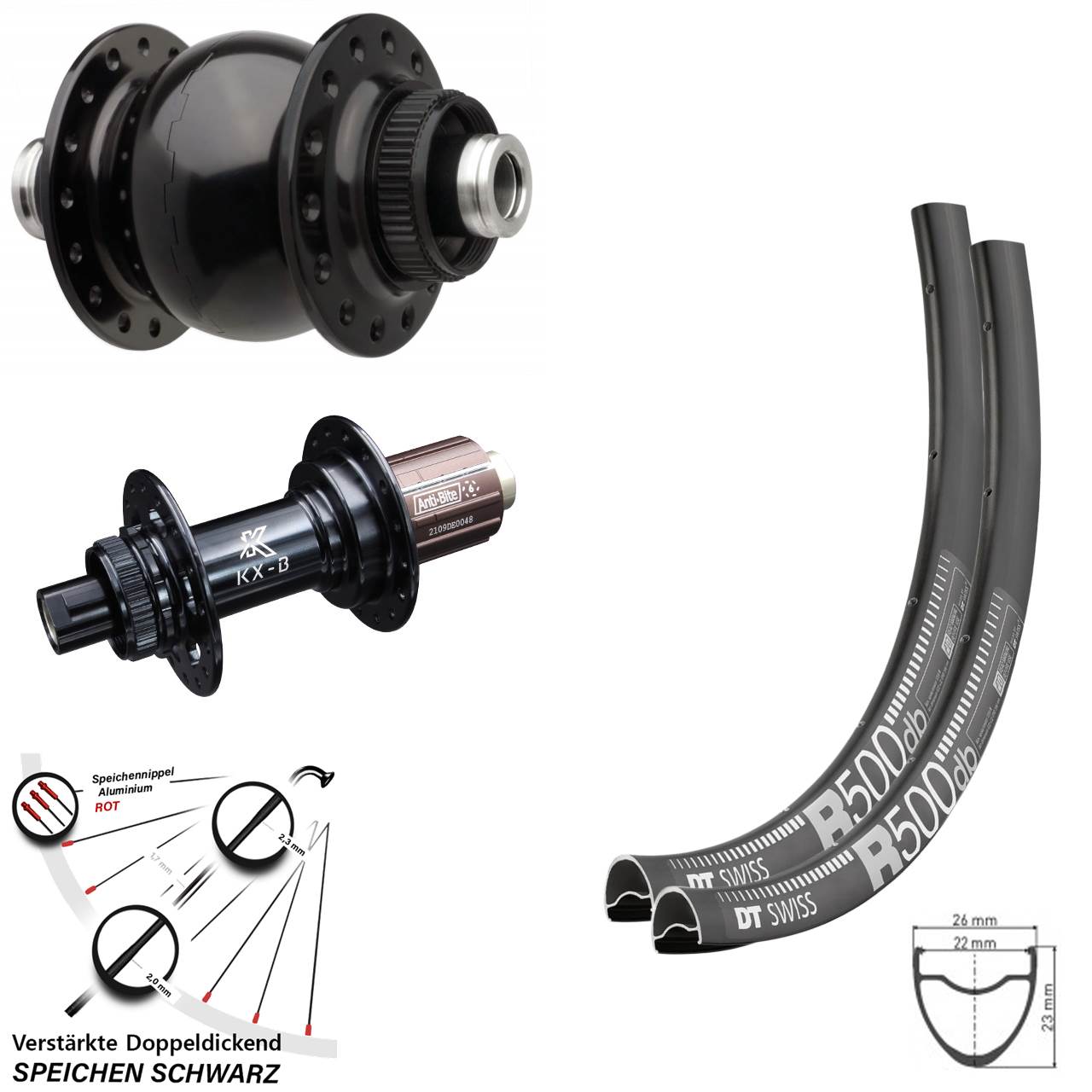 Centerlock Laufradsatz 29 Zoll DT Swiss R500 KX-B SON 28 8-12 fach 12x110/148 Boost