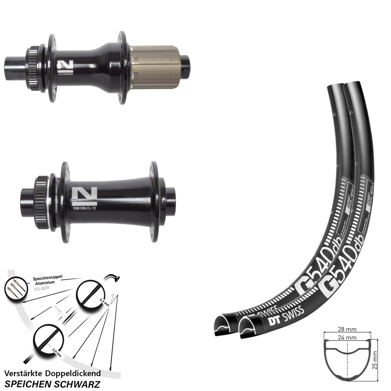 Centerlock Laufradsatz 12x100/142 28-29 Zoll DT Swiss G540 Novatec D792 D981 8-12 fach