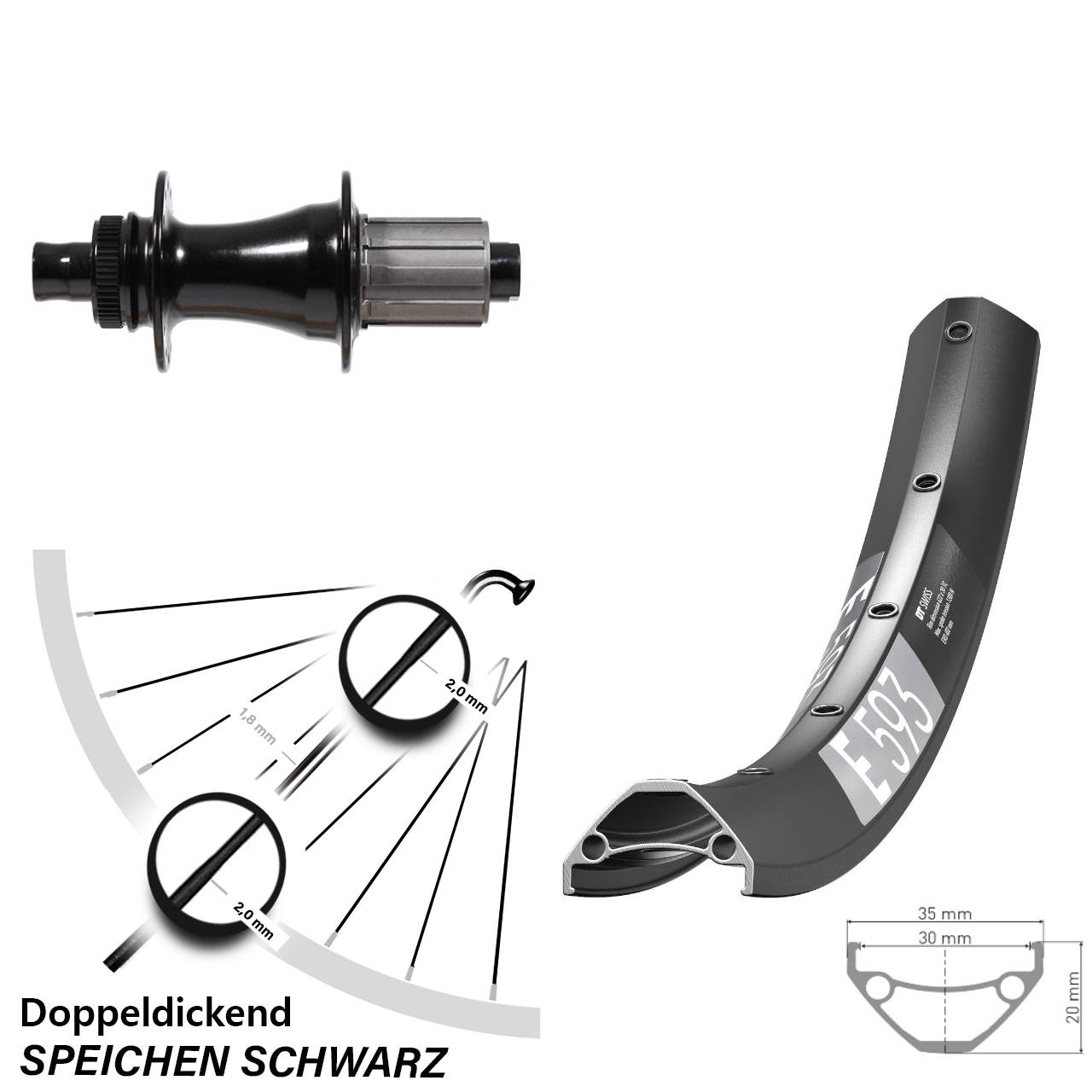 Disc Hinterrad 29 Zoll DT Swiss E 593 Formula 8-11 fach HG 12x148