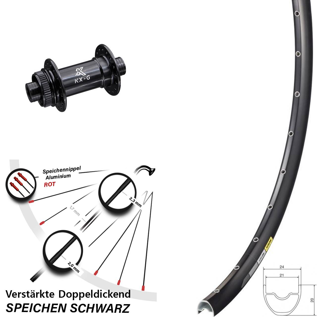29 Zoll Mavic XC 621 KX-G Disc Laufrad 15x100