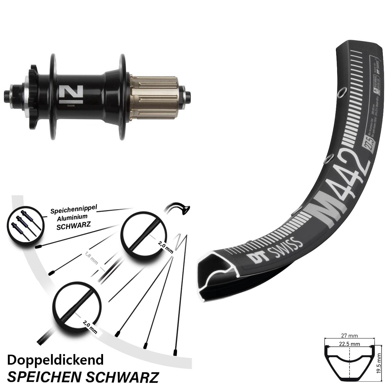 Disc Laufrad QR 29 Zoll DT Swiss M 442 Novatec D-042SB 8-11 fach