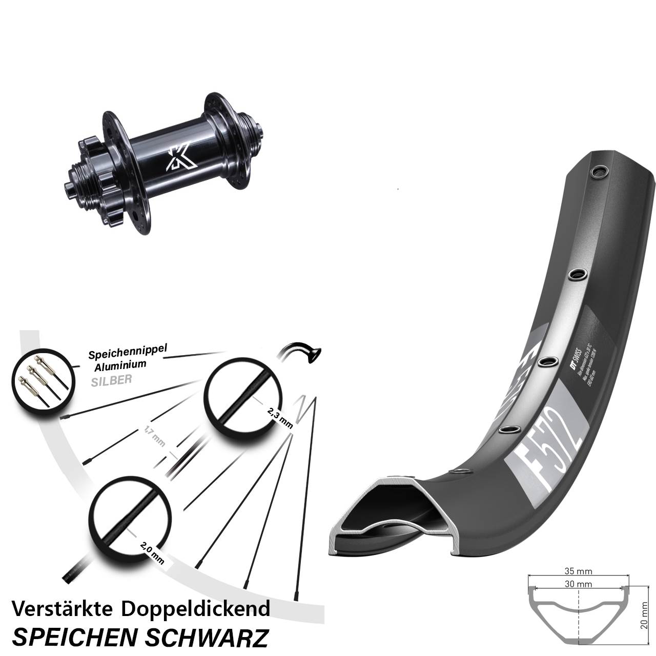 DT Swiss F 572 KX-M 29 Zoll Disc Vorderrad für Schnellspanner