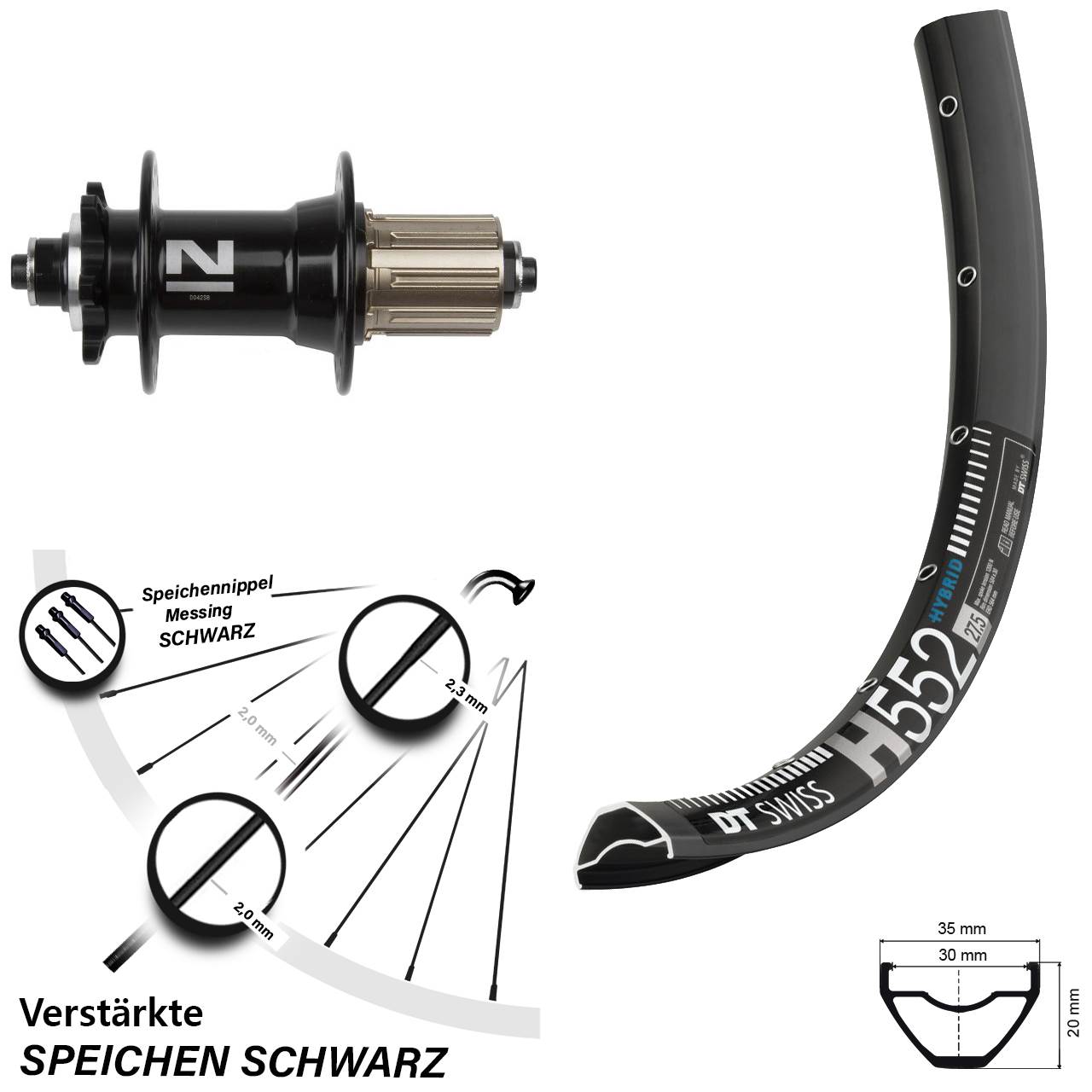 DT Swiss H 552 Novatec D-042SB 29 Zoll Hinterrad 6-Loch für Schnellspanner 8-11 fach